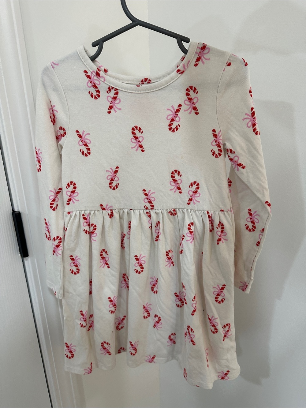 Cat & Jack Cream Dress with Red and Pink Candy Cane Print
